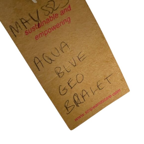 Stripe & Stare Bra Size Small Bralette Blue Turquoise Stripe Modal Blend NEW - Picture 7 of 7